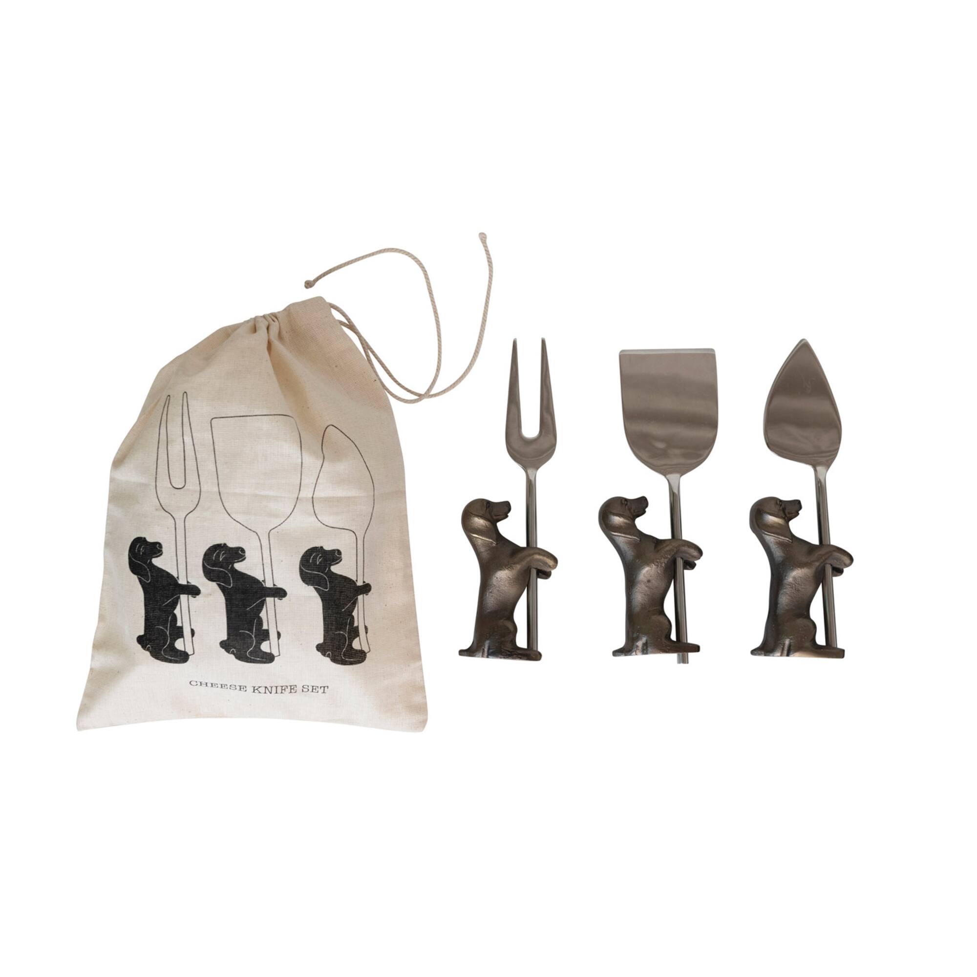 Hello Honey® Stainless Steel Cheese Knives with Dog Stands, 6ct.